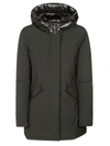 Woolrich Army Green Cotton Down Jacket In Black
