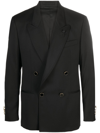 Lardini Double-breasted Wool Blazer In Schwarz