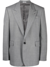 Alexander Mcqueen Single-breasted Wool Blazer In Grau