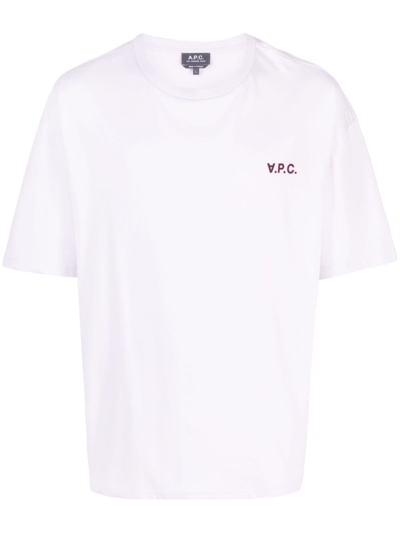 Apc Logo-flocked Cotton T-shirt In Violett