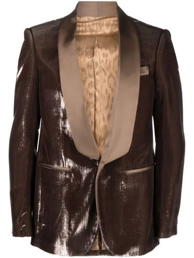 Roberto Cavalli Sakko Im Metallic-look In Brown