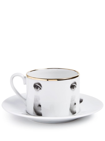 Fornasetti Variazioni Serratura Tea Cup In Weiss