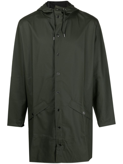 Rains Drawstring Hooded Raincoat In 绿色