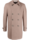 Tagliatore Double-breasted Notched-lapels Coat In Nude