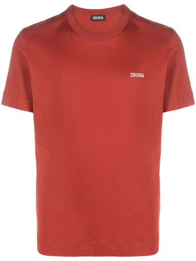 Zegna Red Embroidered T-shirt