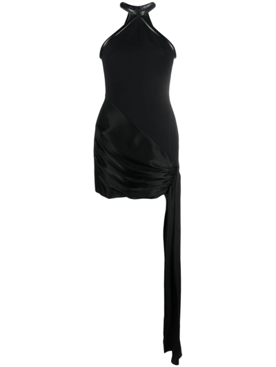 David Koma Sleeveless Halterneck Draped Minidress In Black