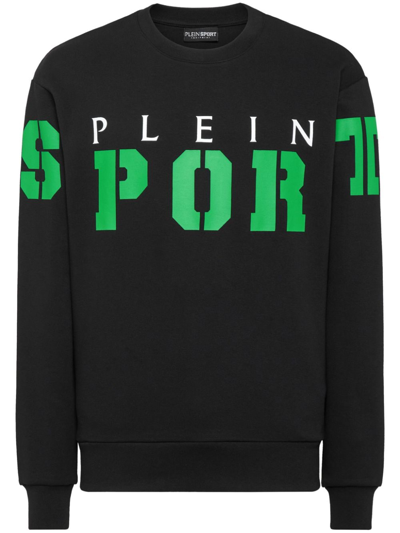 Plein Sport Logo-print Cotton Sweatshirt In Schwarz