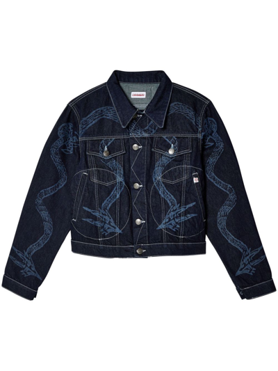 Charles Jeffrey Loverboy Navy Art Denim Jacket In Blue