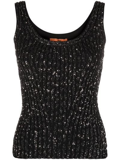 Missoni Metallic-threading Ribbed Tank Top In Silver