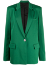 Attico Single-breasted Wool-blend Blazer In Grün