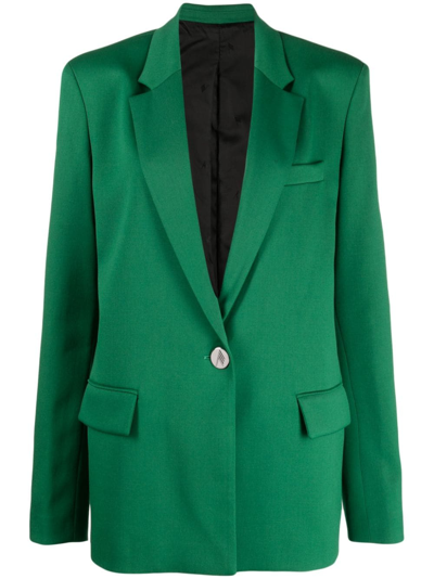 Attico Bianca Masculine Wool Blazer In Emerald