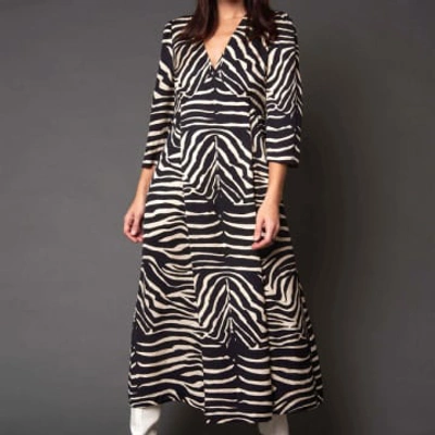 Idano Helmine Dress In Ecru/zebra Printed