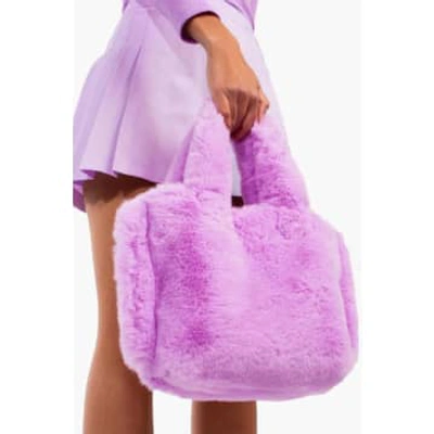 Jayley Faux Fur Small Tote Bag In Lilac-purple
