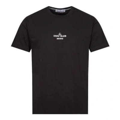 Stone Island Archivio Embroidered Logo-print Cotton-jersey T-shirt In Noir