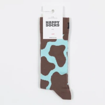 Happy Socks Cow Print Socks Brown & Blue