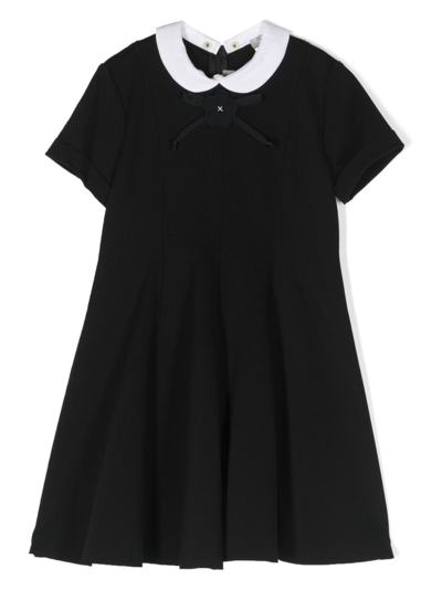 Il Gufo Kids' Appliqué-detail Bib-collar Dress In Black