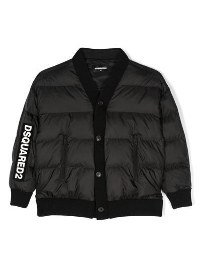 Dsquared2 Kids' D2j427m Jacket Dsquared Cardigan-type Padded Jacket With Logo In Black