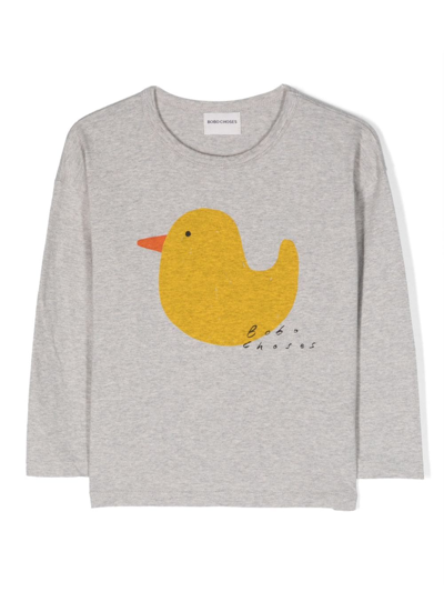 Bobo Choses Kids' Rubber Duck Longsleeved Sweatshirt In Grey