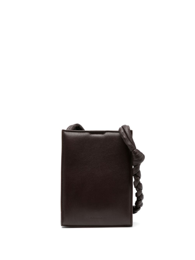Jil Sander Small Tangle Leather Crossbody Bag In Brown