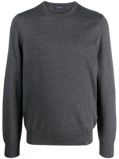 Fay Crew-neck Wool Jumper In Grey