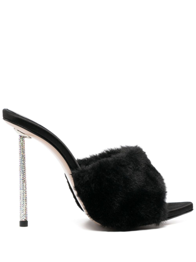 Le Silla Bella 105mm Faux-fur Mules In Black