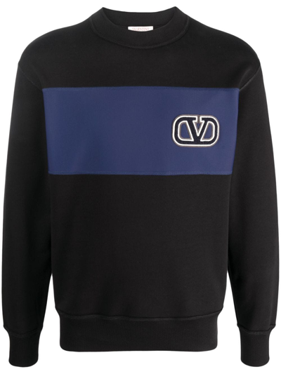 Valentino Vlogo Signature Patch Cotton Sweatshirt In Nero_blu