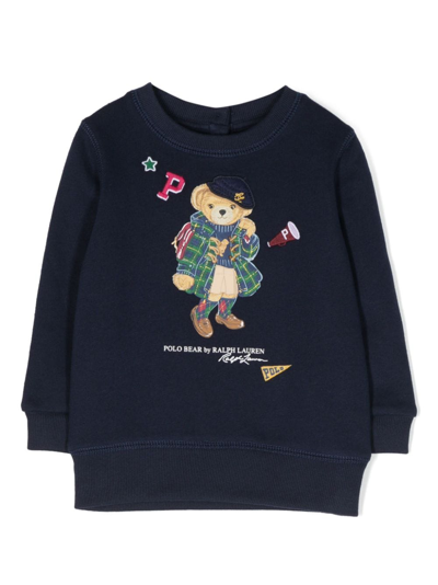 Ralph Lauren Babies' Polo Bear-motif Sweatshirt In Blue