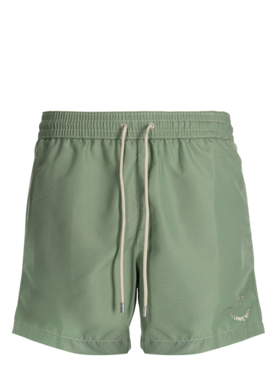 Paul Smith Logo-embroidered Swim Shorts In Green