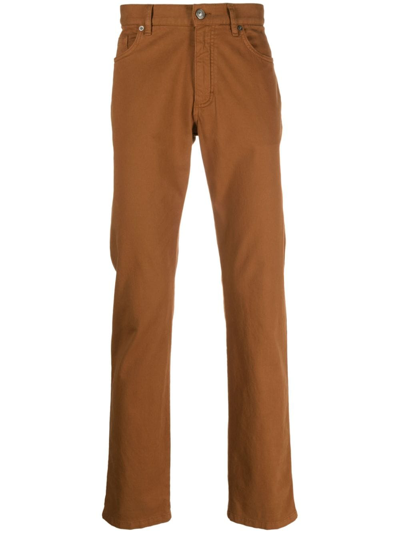 Zegna Roccia Mid-rise Straight-leg Trousers In Brown
