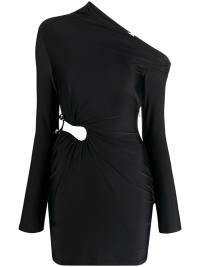 Self-portrait Cut-out Asymmetric Minidress In Black