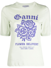 GANNI FLOWER FITTER ORGANIC-COTTON T-SHIRT