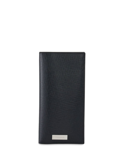 Ferragamo Bi-fold Textured Leather Wallet In Black