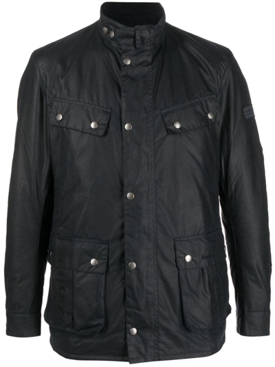 Barbour International Duke Jacket In Waxed Cotton In Blue