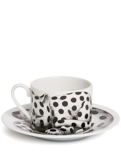 Fornasetti High Fidelity Cat Tea Cup In White