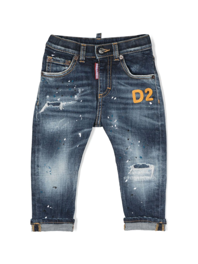 Dsquared2 Babies' Logo-patch Distressed Jeans In Blue