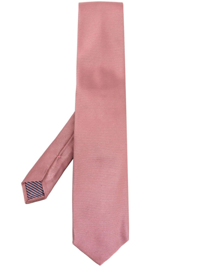 Etro Pegaso Logo-embroidered Silk Tie In Pink