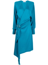 Attico Atwell Wool Wrap Dress In Capri Blue