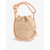 Ganni Small Knot Bucket Raffia Bag In Tan