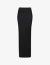 ALAÏA ALAIA WOMEN'S NOIR ALAIA CREPE-TEXTURE ELASTICATED-WAISTBAND STRETCH-WOVEN MAXI SKIRT