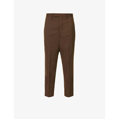Rick Owens Drop-crotch Cropped Trousers In Brown