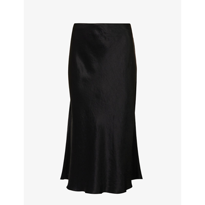 Vince Satin-finish Draped Midi Skirt In Black-001blk