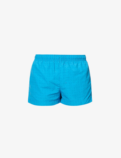 Givenchy Medium Chain-print Mid-rise Swim Shorts In Mineral Blue