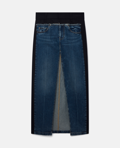 Stella Mccartney Twill Panelled Denim Maxi Skirt In Vintage Wash