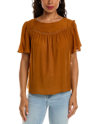 Nanette Lepore Curbed Yoke Blouse In Brown