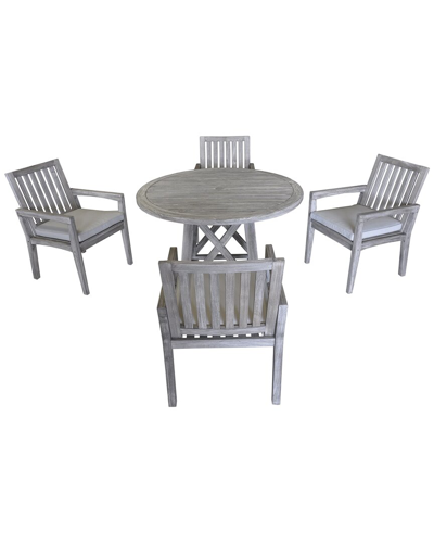 Courtyard Casual Surf Side Teak 5 Pc 48 Round Dining Set