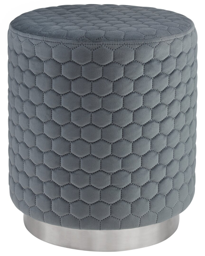 Linon Furniture Linon Camber Round Upholstered Stool Ottoman In Grey