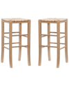 LINON FURNITURE LINON SET OF 2 GIANNA BACKLESS NATURAL BARSTOOLS