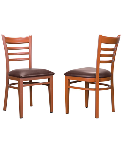 Linon Furniture Linon Baxter Metal Side Chair Honey Burgundy Set Of 2 In Brown