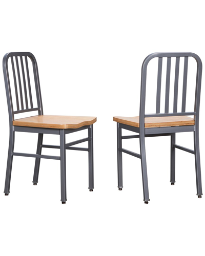 Linon Furniture Linon Frazier Metal Side Chair Set Of 2 In Silver
