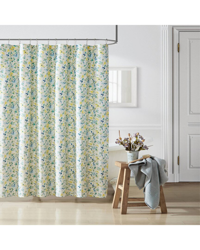 Laura Ashley Nora Blue Shower Curtain In Yellow